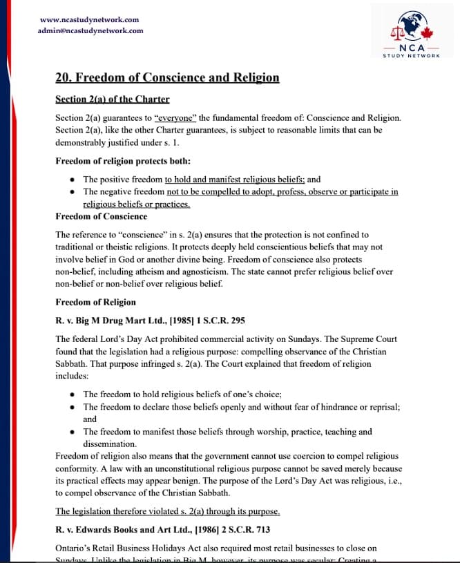 Sample page from Canadian Constitutional Law – Study Material & Mocks